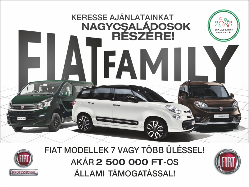Fiat modellek nagycsaládos autóvásárlási támogatás